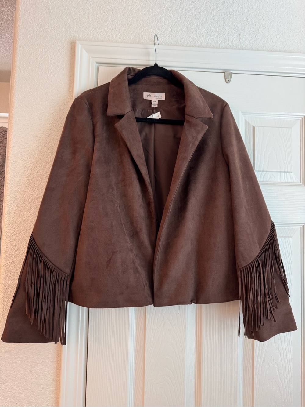 Philosophy Brown Suede Fringe Leather Jacket